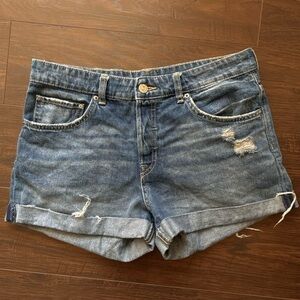 &Denim Distressed Boyfriend Shorts Size 8